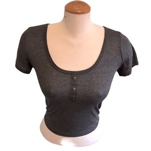 NWOT Bozzolo Grey Ribbed Crop Top